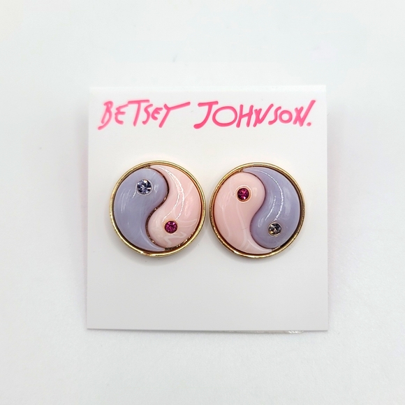 Betsey Johnson Jewelry - Betsey Johnson Pink & Purple Pastel Yin Yang Earrings